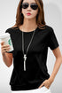 Women Black Round Neck Half Sleeves T-Shirt